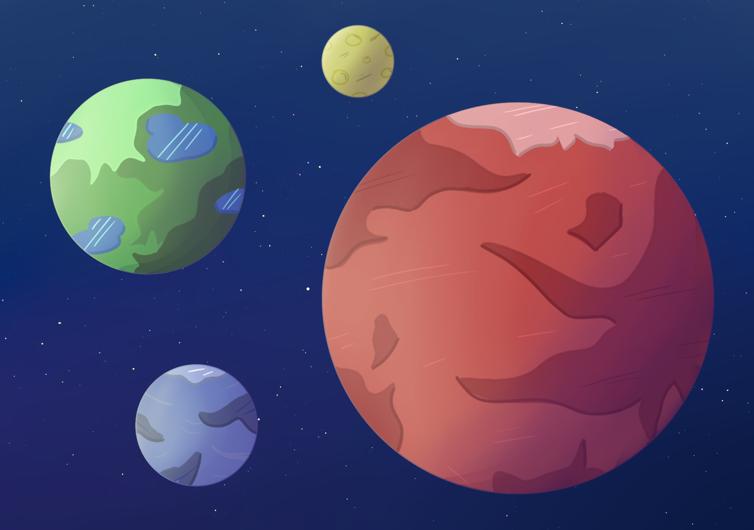 Colored Planets, 2023 (Clip Studio Paint)